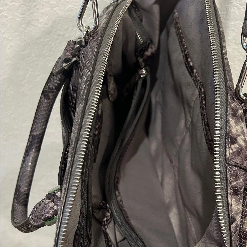 Michael Kors Riley Python Embossed Leather Satchel Shoulder Bag Tote